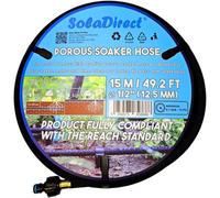 SolaDirect Soaker Hose, Porous Pipe, 15 M / 49.2 Ft Long With Connectors, Reach Compliant, Water Saving Up To 70%