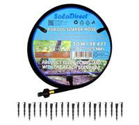 SolaDirect Soaker Hose, Porous Pipe, 30 M / 98.4 Ft Long With Connectors, Reach Compliant, Water Saving Up To 70% + 20 Ground Pegs