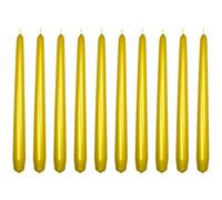 SolaDirect Tapered Dinner Candles, Pack Of 10, Unscented, Long Burning Time, 24 Cm / 19.45" (Gold, Metallic)