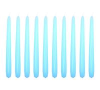 SolaDirect Tapered Dinner Candles, Pack Of 10, Unscented, Long Burning Time, 24 Cm / 19.45" (Light Blue, Varnished)