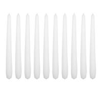 SolaDirect Tapered Dinner Candles, Pack Of 10, Unscented, Long Burning Time, 24 Cm / 19.45" (White, Matt)