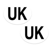 SolaDirect UK Badge for Cars - New 2021 Road Legal Regulation for Driving in France, Europe and EU Countries - Self-Adhesive, Black Text White Oval Plate (2 pcs)