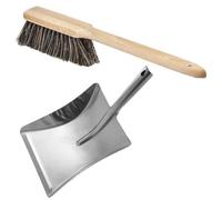 SolaDirect Universal Long Handled Brush & Dustpan Set - Heavy Duty, Rust Proof (Silver)