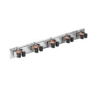 SolaDirect Wall Mount Tool Holder Rail 50cm Steel - 5 Roller Grip Holders - Anti Slip TPR Grips - Fits Handles 20mm to 35mm - Garage Shed Workshop Utility Storage Rack - Up To 1.5kg Per Holder