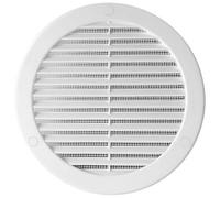 SolaDirect White Louvred Wall Vent Grille With Flyscreen And Screw Covers, 125 mm / 5 In, Air Ventilation Duct Cover With Flat Back