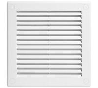 SolaDirect White Louvred Wall Vent Grille With Flyscreen And Screw Covers, 150 X 150 mm, Air Ventilation Duct Cover With Flat Back