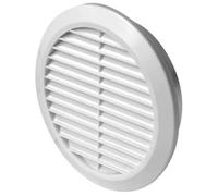 SolaDirect White Louvred Wall Vent Grille With Flyscreen For 125 mm / 5" Round Wall Outlet - Air Ventilation Duct Cover With Flange