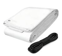 SolaDirect White Tarpaulin 1.5 X 2 M 90 Gsm Waterproof Uv Resistant Pe Tarp Sheet, Aluminium Eyelets, Reinforced Edges, 10M Bungee