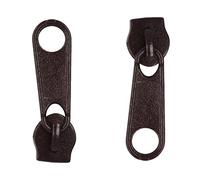 SolaDirect Zipper Slider Replacement Size #5, Metal Zip Puller Zipper Pull Fastener Repair for Clothes Jacket Coat Backpack Instant Fixing DIY Crafts (Brown Dark 304, 2 Pieces)