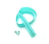 SolaDirect Zipper Tape Size #3 Nylon Coil Spiral Continuous Zip Zipper + 2 Sliders per 1 Metre for Clothes Jacket Coat Backpack DIY Crafts (Turquoise 201, 2 Metres + 4 Sliders)