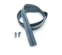 SolaDirect Zipper Tape Size #3 Nylon Coil Spiral Continuous Zip Zipper + 2 Sliders per 1 Metre for Clothes Jacket Coat Backpack DIY Crafts (Grey 316, 10 Metres + 20 Sliders)