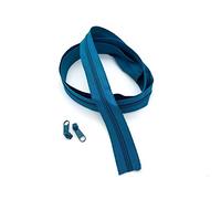 SolaDirect Zipper Tape Size #3 Nylon Coil Spiral Continuous Zip Zipper + 2 Sliders per 1 Metre for Clothes Jacket Coat Backpack DIY Crafts (Aqua 275, 2 Metres + 4 Sliders)