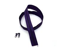 SolaDirect Zipper Tape Size #3 Nylon Coil Spiral Continuous Zip Zipper + 2 Sliders per 1 Metre for Clothes Jacket Coat Backpack DIY Crafts (Violet Dark 196, 1 Metre + 2 Sliders)