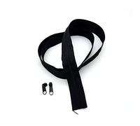 SolaDirect Zipper Tape Size #3 Nylon Coil Spiral Continuous Zip Zipper + 2 Sliders per 1 Metre for Clothes Jacket Coat Backpack DIY Crafts (Black 332, 2 Metres + 4 Sliders)