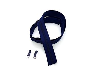 SolaDirect Zipper Tape Size #3 Nylon Coil Spiral Continuous Zip Zipper + 2 Sliders per 1 Metre for Clothes Jacket Coat Backpack DIY Crafts (Blue Navy 330, 2 Metres + 4 Sliders)