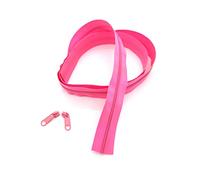 SolaDirect Zipper Tape Size #5 Nylon Coil Spiral Continuous Zip Zipper + 2 Sliders per 1 Metre for Clothes Jacket Coat Backpack DIY Crafts (Pink 141, 1 Metre + 2 Sliders)