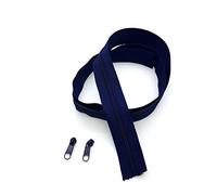 SolaDirect Zipper Tape Size #5 Nylon Coil Spiral Continuous Zip Zipper + 2 Sliders per 1 Metre for Clothes Jacket Coat Backpack DIY Crafts (Blue Navy 330, 2 Metres + 4 Sliders)