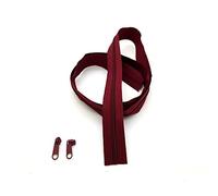 SolaDirect Zipper Tape Size #5 Nylon Coil Spiral Continuous Zip Zipper + 2 Sliders per 1 Metre for Clothes Jacket Coat Backpack DIY Crafts (Burgundy 178, 2 Metres + 4 Sliders)