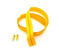 SolaDirect Zipper Tape Size #5 Nylon Coil Spiral Continuous Zip Zipper + 2 Sliders per 1 Metre for Clothes Jacket Coat Backpack DIY Crafts (Yellow 111, 2 Metres + 4 Sliders)