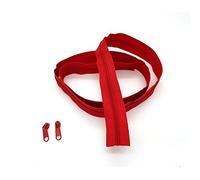 SolaDirect Zipper Tape Size #5 Nylon Coil Spiral Continuous Zip Zipper + 2 Sliders per 1 Metre for Clothes Jacket Coat Backpack DIY Crafts (Red 148, 2 Metres + 4 Sliders)
