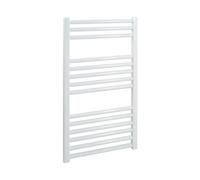 SolAire Bray Straight White Heated Towel Rail/Warmer/Radiator For Central Heating. Round Tube Ladder Design, SolAire, 800 x 500