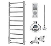 SolAire Heating Products Alpine Dual Fuel Thermostatic Heated Towel Rail With Timer, Chrome - W500 X H1200 mm
