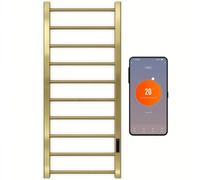 SolAire Heating Products Alpine Stainless Steel Wifi Dry Electric Towel Rail With Thermostat, Timer, Brushed Brass, W500 X H1200 mm
