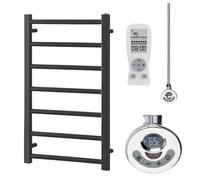SolAire Heating Products Alpine Thermostatic Electric Heated Towel Rail With Timer, Anthracite - W500 X H800 mm