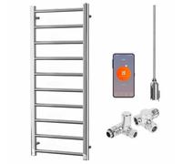SolAire Heating Products Alpine Wifi Dual Fuel Heated Towel Rail With Thermostat, Timer, Chrome - W500 X H1200 mm