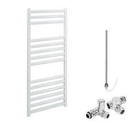 SolAire Heating Products Bray Dual Fuel Heated Towel Rail, Straight, White - W300 X H800 mm