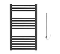 SolAire Heating Products Bray Electric Heated Towel Rail, Prefilled, Straight, Black - W400 X H800 mm