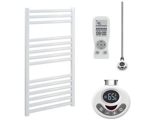 SolAire Heating Products Bray Thermostatic Electric Heated Towel Rail With Timer, Straight, White - W400 X H800 mm