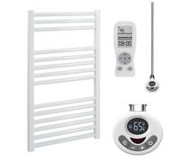 SolAire Heating Products Bray Thermostatic Electric Heated Towel Rail With Timer, Straight, White - W500 X H800 mm