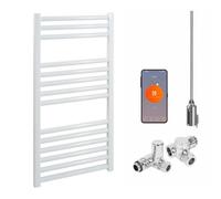 SolAire Heating Products Bray Wifi Dual Fuel Heated Towel Rail With Thermostat, Timer, Straight, White - W400 X H800 mm