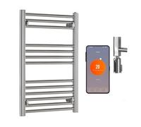 SolAire Heating Products Bray Wifi Electric Heated Towel Rail With Thermostat, Timer, Straight, Chrome - W500 X H800 mm