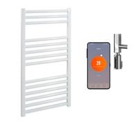 SolAire Heating Products Bray Wifi Electric Heated Towel Rail With Thermostat, Timer, Straight, White - W300 X H800 mm