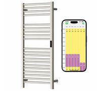 SolAire Heating Products Sulby Stainless Steel Wifi Dry Electric Towel Rail With Thermostat, Timer, Brushed Nickel, W500 X H1200 mm