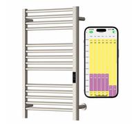 SolAire Heating Products Sulby Stainless Steel Wifi Dry Electric Towel Rail With Thermostat, Timer, Brushed Nickel, W500 X H800mm