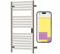 SolAire Sulby Wifi Stainless Steel Dry Electric Heated Towel Rail With Timer, Thermostat & Voice Control. Brushed Nickel Finish (500 x 800 mm)