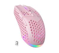 SOLAKAKA SM600 Pink Wireless Gaming Mouse Bluetooth with Honeycomb Shell, Side Buttons,Tri-Modes(BT5.1+BT5.1+2.4GHz) Lightweight RGB Wireless Mouse for PC/Tablet/Desktop/Office/Games