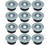 Solalite 12 Pack Solar Decking Lights Outdoor Garden Stainless Steel Solar Powered Ground Disk Lights Lamp Bright White Deck Landscape Pathway Lighting