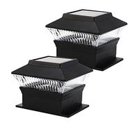 Solalite 2 x Black Solar Powered Led Outdoor Garden Post Deck Cap Square Fence Lights