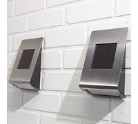 Solalite® 2 x Stainless Steel Solar Powered LED Wall Light Outdoor Garden Front Door Garage and Backyard