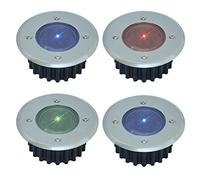 Solalite 4 Pack Colour Changing Solar Decking Lights Outdoor Garden Stainless Steel Solar Powered Ground Disk Lights Lamp Bright White Deck Landscape Pathway Lighting
