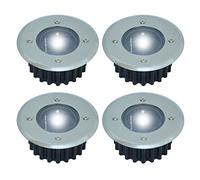 Solalite 4 Pack Solar Decking Lights Outdoor Garden Stainless Steel Solar Powered Ground Disk Lights Lamp Bright White Deck Landscape Pathway Lighting
