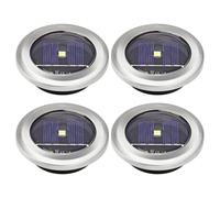 Solalite 4 Pack Solar Decking Lights Outdoor Garden Stainless Steel Solar Powered Ground Disk Lights Lamp Bright White Deck Landscape Pathway Lighting