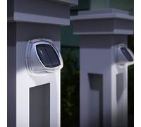 Solalite® 4 Pack Solar Fence Lights, 8 LED Decorative Wireless Garden Solar Lights Weatherproof Outdoor Fence Lamps