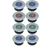 Solalite 8 Pack Colour Changing Solar Decking Lights Outdoor Garden Stainless Steel Solar Powered Ground Disk Lights Lamp Bright White Deck Landscape Pathway Lighting