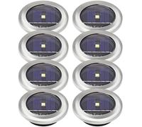 Solalite 8 Pack Solar Decking Lights Outdoor Garden Stainless Steel Solar Powered Ground Disk Lights Lamp Bright White Deck Landscape Pathway Lighting