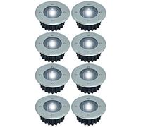 Solalite 8 Pack Solar Decking Lights Outdoor Garden Stainless Steel Solar Powered Ground Disk Lights Lamp Bright White Deck Landscape Pathway Lighting